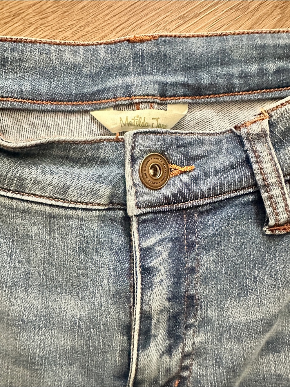 MATILDA JANE Women Just Imagine Taylor Straight Leg Floral Cuff Blue Jean Size 8 - Picture 4 of 6
